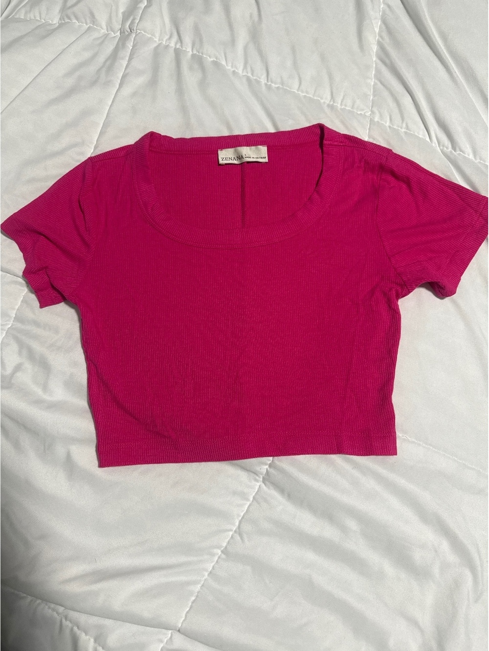Zenana Women's Bright Pink Crop Top, Size Small